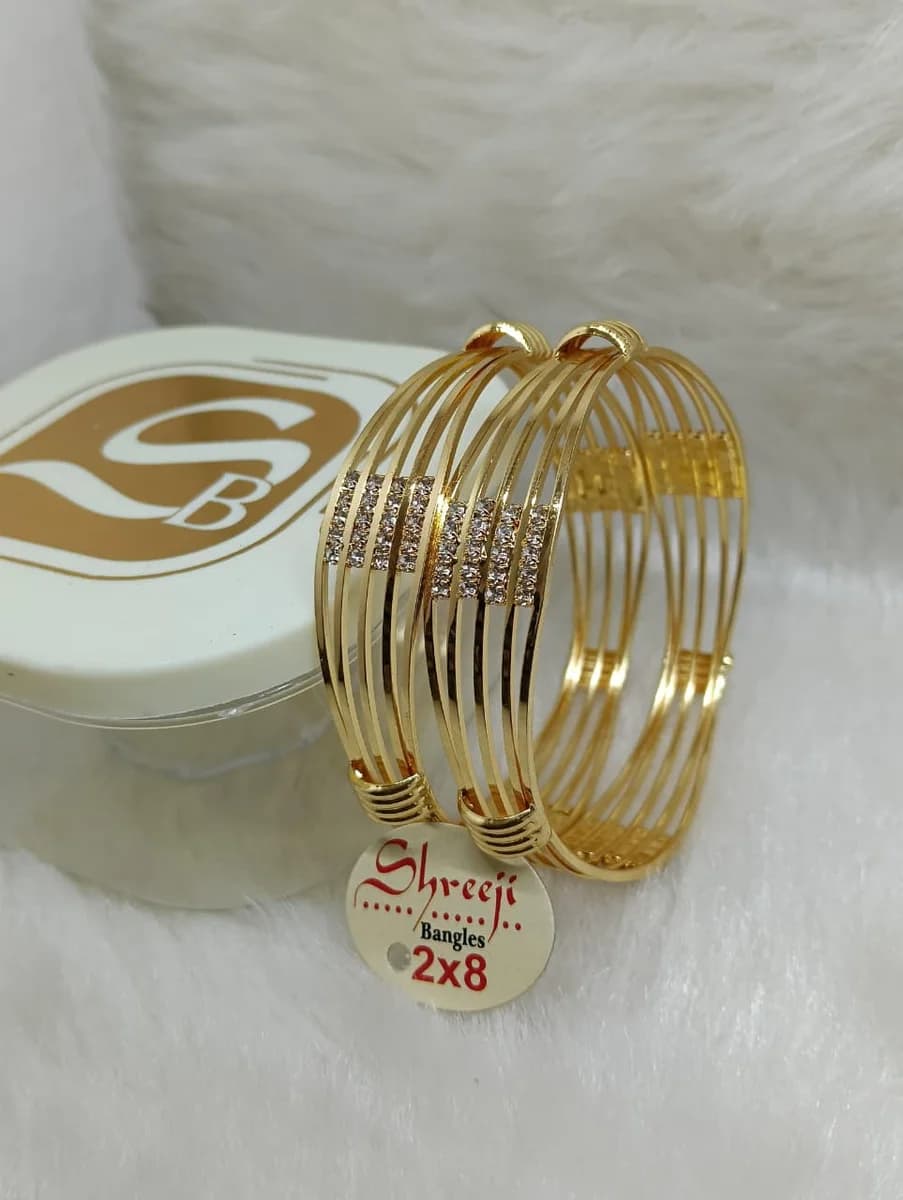 Gold Wire Stone Bangles